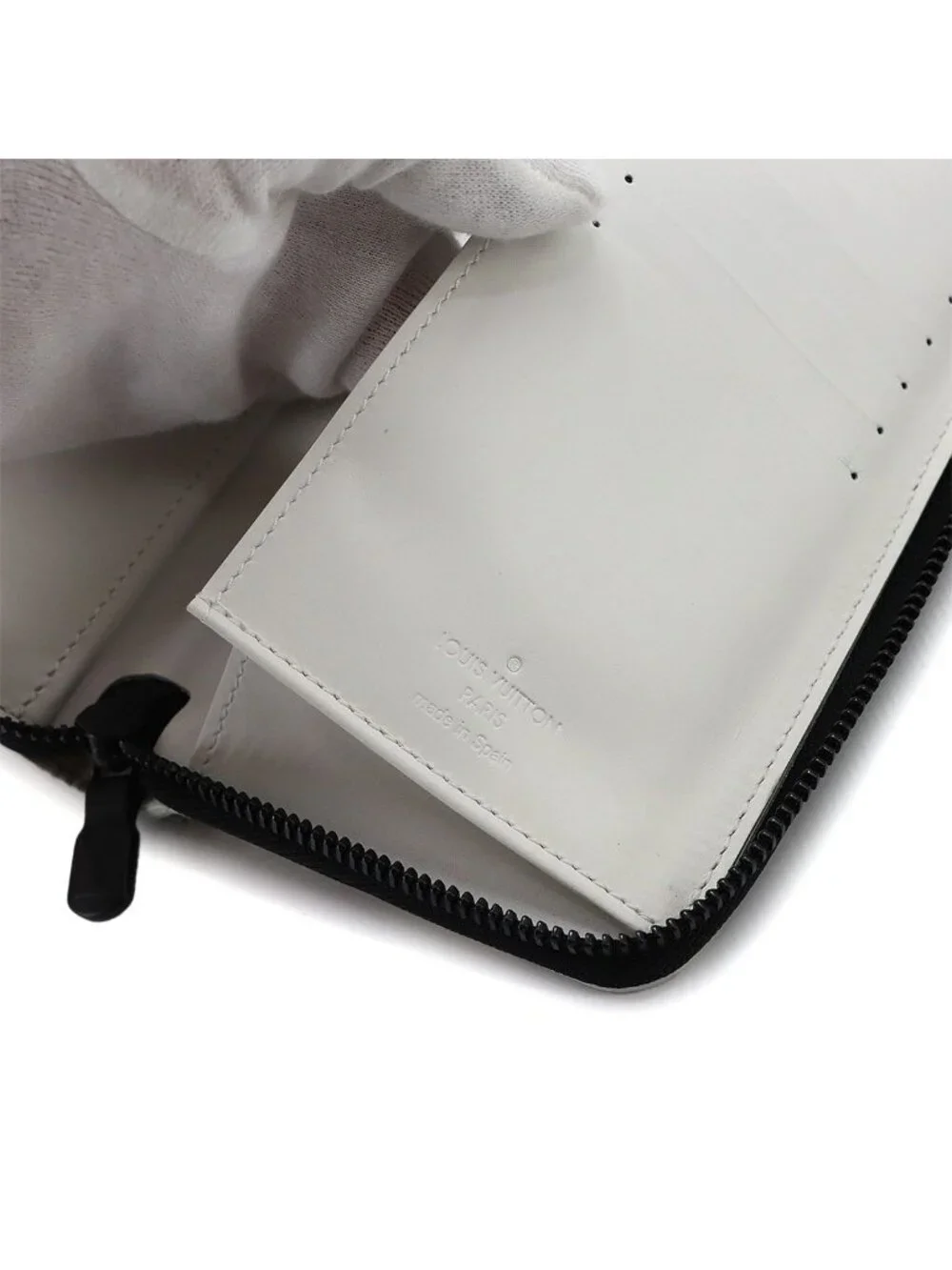 Louis Vuitton Monogram Shadow Zippy Wallet Vertical Leather White